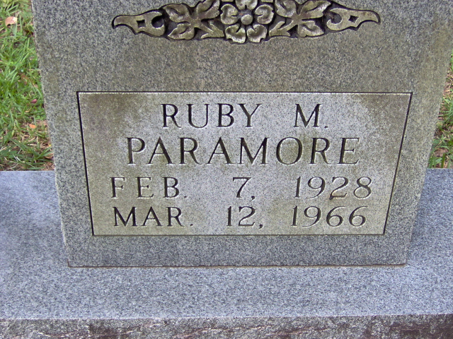 Headstone for Paramore, Ruby M.